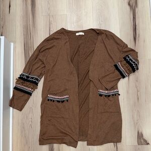 Brown Embellished Women's cardigan
